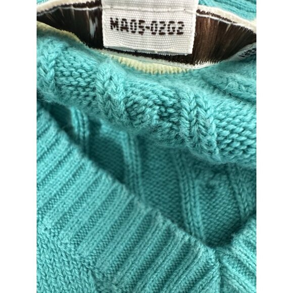 Merona Womens XXL Teal Cable Knit Sweater Classic Preppy Y2K Retro Fisherman Fit - Picture 4 of 9